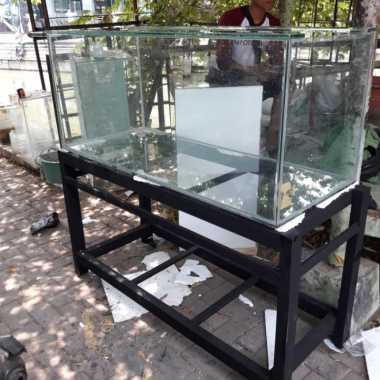 PAKET AQUARIUM 120X50X50 KACA 10 FULL MILI +RAK HOLO Multicolor