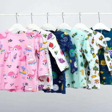 Tunik Anak Muslim Alba Kids bahan Katun Motif Lucu Multicolor