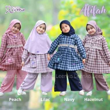 SET HIJAB CELANA PANJANG TUNIK AFIFAH ANAK DAN REMAJA USIA 2-12 MOTIF Multicolor