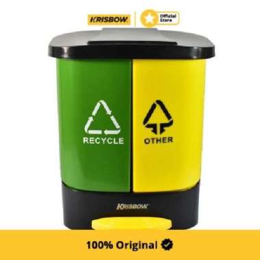 Krisbow Dust Bin Tempat Sampah 2 In 1 20 Ltr - Hijau/Kuning