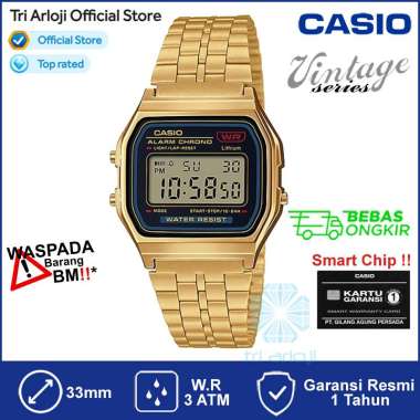 CASIO A159WGEA-1DF Jam Tangan Unisex Pria Wanita A159W Vintage Gold A159WGEA-1