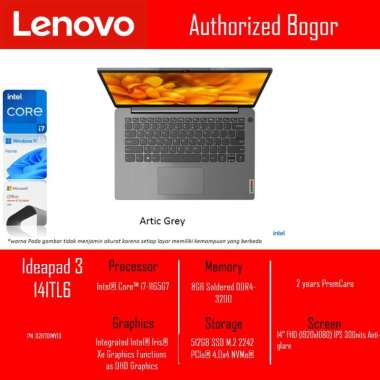 Lenovo Ideapad 3 - 82H701MYID, Intel® Core™ i7-1165G7, RAM 8GB, 512GB SSD M.2, 14" FHD, WIN 11 + OHS