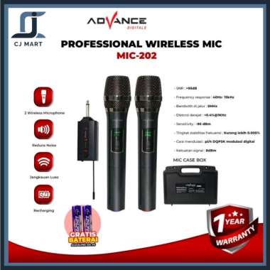 ADVANCE MIC-202 Profesional Wireless Double Microphone Karaoke Garansi