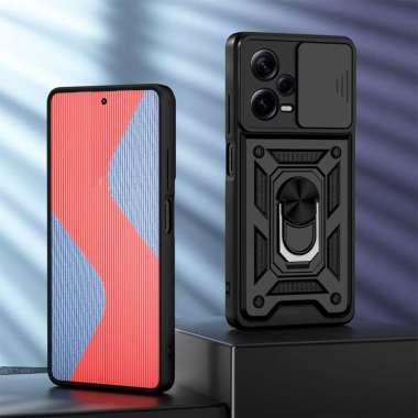 CASE REDMI NOTE 12 PRO 5G - REDMI NOTE 12 PRO 4G CASE RING SLIDE ARMOR REDMI NOTE 12 PRO 5G HITAM