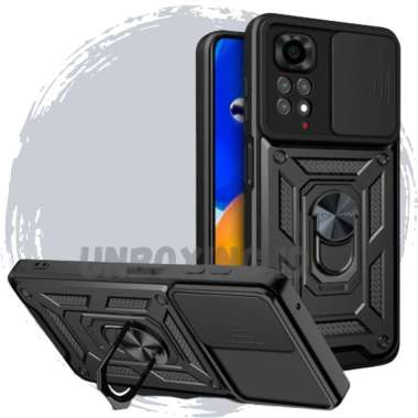 CASE REDMI NOTE 12 PRO 5G - REDMI NOTE 12 PRO 4G CASE RING SLIDE ARMOR REDMI NOTE 12 PRO 4G HITAM