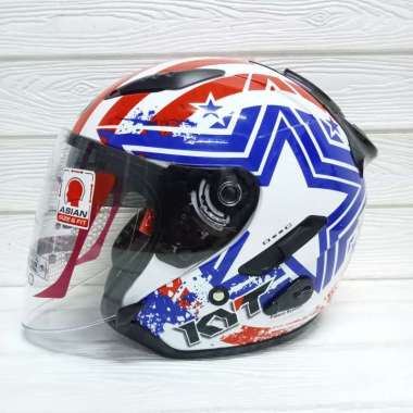 HELM KYT GALAXY FLAT R STAR WHITE DOUBLE VISOR HALF FACE L