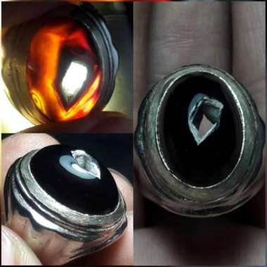 Akik Cincin Batu Natural Motif Gambar Yaman Hitam Putih Goa Unik Antik