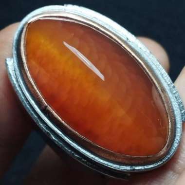 Akik Cincin Batu Pandan Semu Nanas Kapas Sutra Merah Lumut Oli Antik62