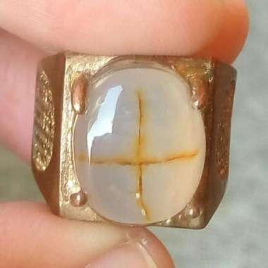 Cincin Akik Batu Gambar Motif Salib Tapak Jalak 9