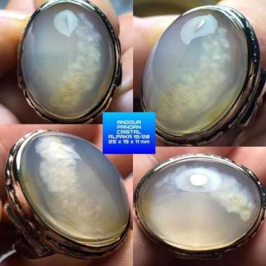 Cincin Akik Batu Natural Anggur Pandan Motif Gambar Kristal Awan Unik
