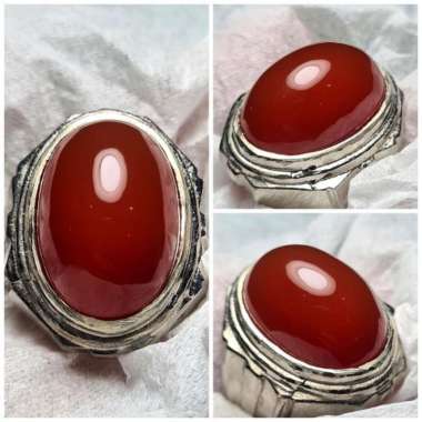 Cincin Akik Batu Red Baron Kristal Merah Yaman Ahmar Motif GambarAntik