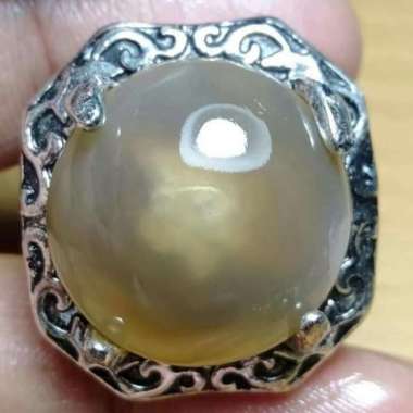 Cincin Batu Akik-Motif Gambar Dalam Meteor Bulat Antik