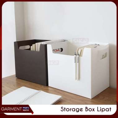 Storage Box Lipat Foldable Desktop Storage Tempat Penyimpanan Buku Baju Stationary Bahan Plastik Mik