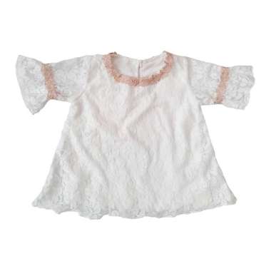 PLEU Dress Brokat A Line Renda Dress Anak Perempuan 6 bulan Putih