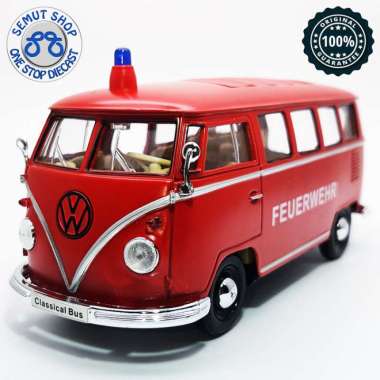 Welly Nex 1:24 1963 Volkswagen T1 Bus Red Feuerwehr Miniatur Bis Multicolor