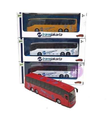 Mainan Bus Transjakarta Besi - Busway Transjakarta Die Cast Multicolor
