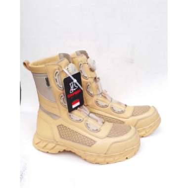 BOSSINDO SEPATU TACTICAL PDL Tali putar Cream Gurun 100% KULIT ASLI Quality 42 Cream