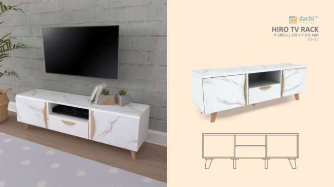Rak tv minimalis Putih HIRO DACHI Meja tv Bufet TV KHUSUS BOGOR