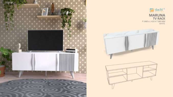 Rak tv minimalis Putih MARUNA DACHI Meja tv Bufet TV KHUSUS BOGOR