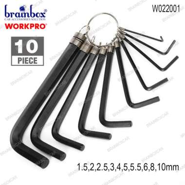 Workpro W022001 10PCS Hex Key Set With Ring Kunci L Metric