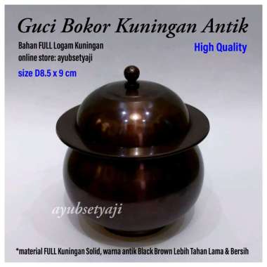 Bokor Kuningan antik 01 ( D8.5 x 9cm ) Tempat Dupa Ratus Wadah Air Suci Bali Guci kuningan P1T guci