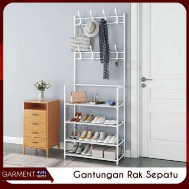 Rak Sepatu Stand Hanger Baju Portable 4 5 Susun Estetik Tempat Gantungan Tas Topi Jaket Kokoh Kuat 4