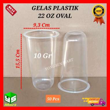 Gelas plastik oval bening murah laku tebal 22oz cup 22oz