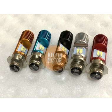 BOLA LAMPU LED UTAMA DEPAN MOTOR 8 MATA 1 PCS H6 AC DC MATIC BEBEK METIK METIC SUPER TERANG SUPRA X 