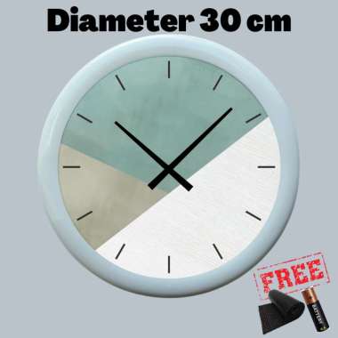 Jam Dinding Skandinavian 06 Kaca Bulat Besar Murah Polos 30cm Silent / Sweep