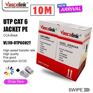 Vascolink Kabel LAN UTP Outdoor CAT 6 / CAT6 (Black) 10 METER