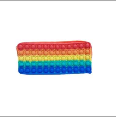 KOTAK PENSIL / PENSIL CASE POP IT DENGAN RESLETING UKURAN SEDANG. MURAH RAINBOW