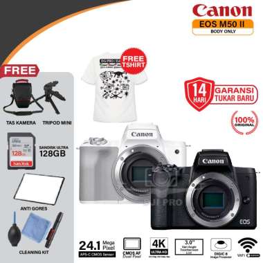 Canon EOS M50 II Body Only Camera Mirrorless BO M 50 MARK 2 Distri PAKET STANDARD PUTIH