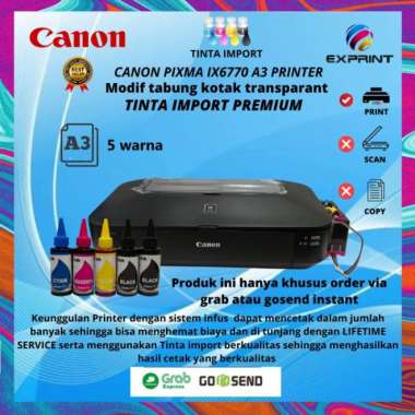 Printer Canon Pixma IX6770 A3 + Infus Tabung Multivariasi Multicolor