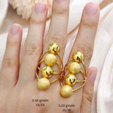 Cincin Bola Pasir Susun Koleksi Josean Elegant Emas Asli