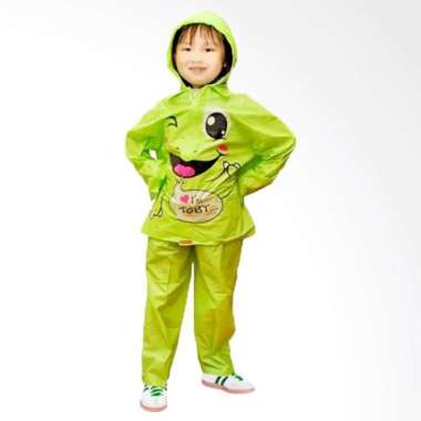 Jas Hujan Anak Kido Anak TK SD Stelan Baju celana + Tas - Hijau