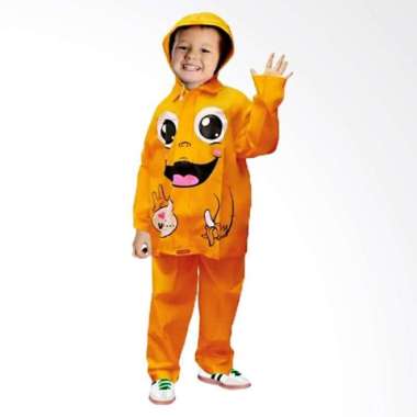 Jas Hujan Anak Kido Anak TK SD Stelan Baju celana + Tas - Orange