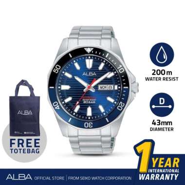Jam Tangan Pria Alba AL4507 Silver Stainless Automatic AL4507X1 Original