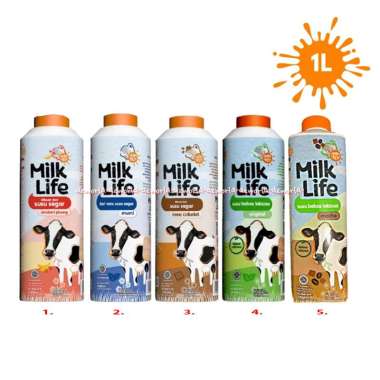Milk Life 1L Susu Segar Stroberi Pisang Murni Coklat Original Mocha Uht Siap Minum Milklife 1 liter 