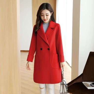 SPV COAT OLINE WOOL WANITA PREMIUM XXXL Merah