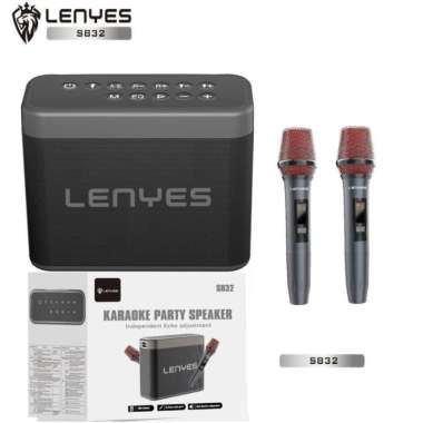Speaker LENYES TWS S832 + 2 Mic Wireless 5.0 Bluetooth Speaker Karaoke Grosir