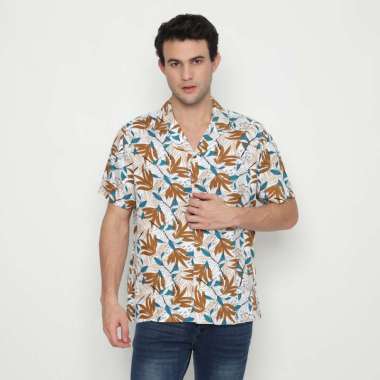 Platini Baju Kemeja Motif Hawai Pria Lengan Pendek Katun Coklat 73443 L