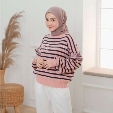 Koyu Hijab Baju Rajut Stripe Couple Ibu dan Anak C=IBU