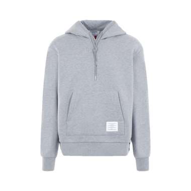 Thom Browne Center Back RWB Stripe Loopback Jersey Knit Hoodie Light Grey 2 Grey