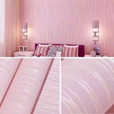 WALLPAPER STIKER DINDING PINK POLOS BERTEKSTUR SALUR