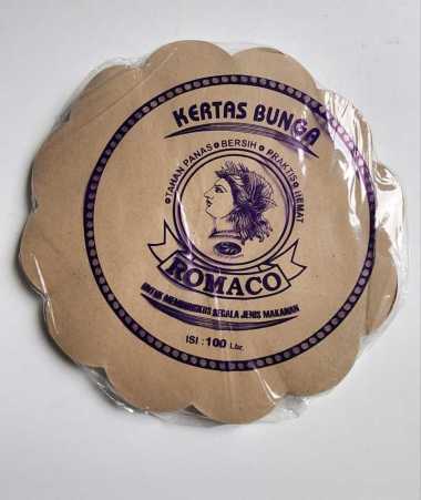 Romaco Kertas Nasi Bunga Bulat Coklat Alas Piring Rotan Isi 100 Lembar 27cm,Romaco Ungu