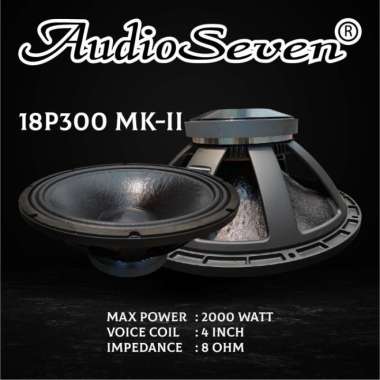 Promo Terbatas !!!!! Woofer 18" Driver Speaker Subwoofer 18 Inch Audio Seven 18P300 Mk-Ii Multicolor