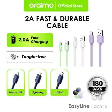 Oraimo Data Cable Kabel Micro USB Lightning Type-C 5V 2A Fast Charging Durable 1m OCD-12 Type-C