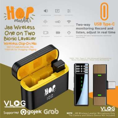HOP J88 Dual Mic Wireless Type C with Display Charging Case Noise Canceling Clip On Vlog Live Stream