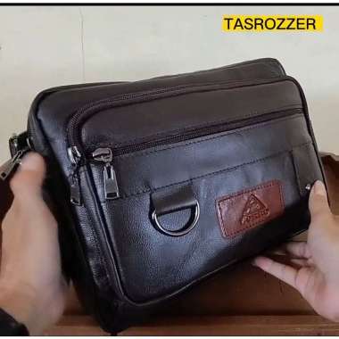 MIVASO Tas kitab selempang kulit asli muat kitab besar Coklat ring