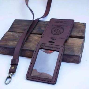 Mivaso NAME TAG KULIT CUSTOM, ID CARD HOLDER KULIT, GANTUNGAN ID CARD KULIT, NAME TAG KULIT Coklat T